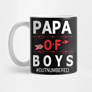 Papa Of Boys Out Numbered Happy Father Parent Summer Vacation July 4th Independence Day Mug